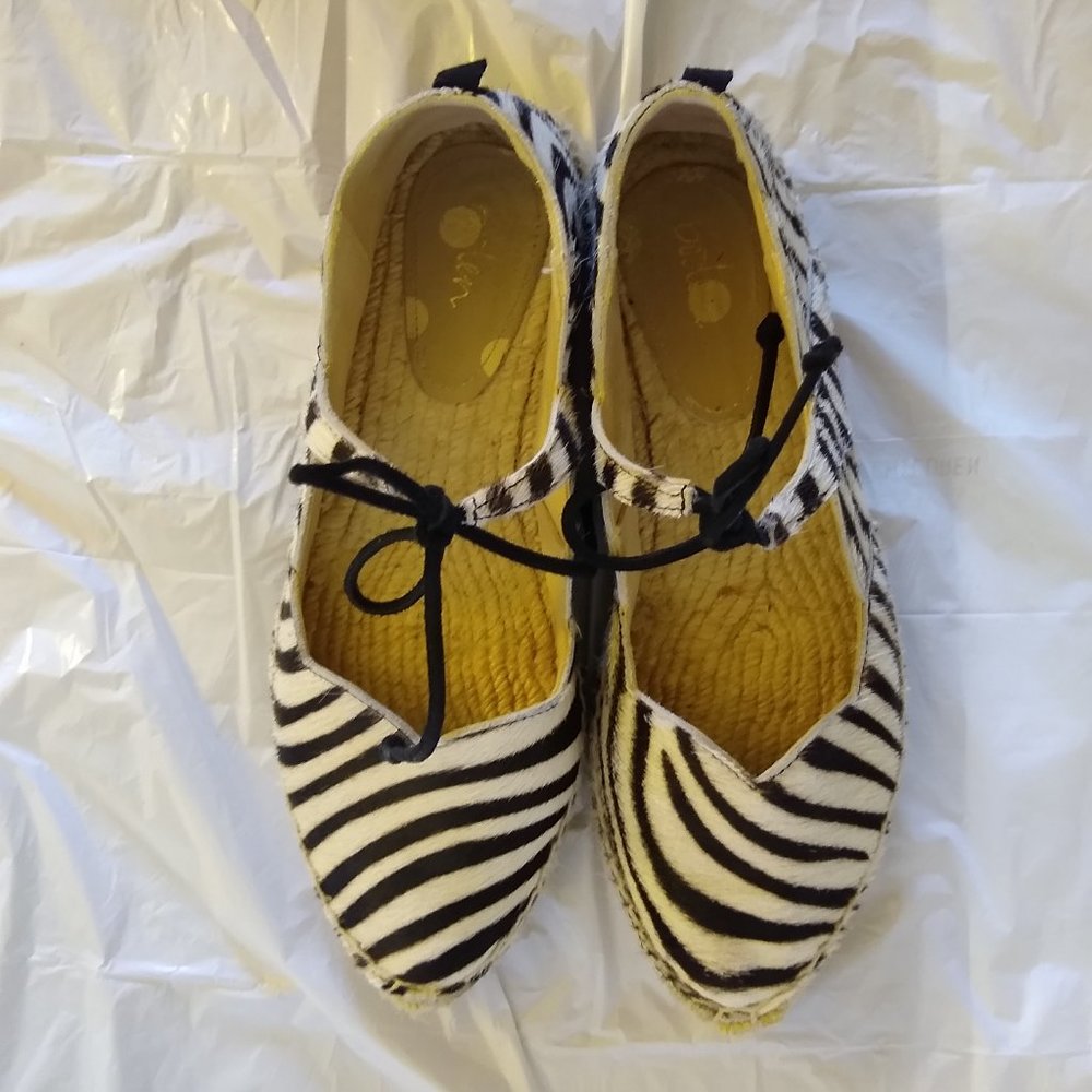 Boden Zebra Print Mary-Jane Espadrille Flats